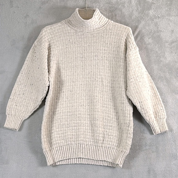 Vintage No Saints basket weave mock neck sweater size M/L - Picture 1 of 8